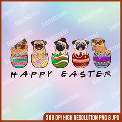 happy easter day pug png, easter eggs png, animal easter png, digital file, png high quality, sublimation, instant