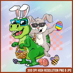 dinosaur bunny easter png, cute bunny png, happy easter day png, easter eggs png, digital file, png high quality