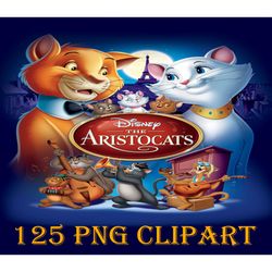 125 Aristocrats Clipart Bundle, Cat Marie Music, Eiffel Tower, Aristocats Png, Marie Png, Cats Tumbler Png, Cats Coffee,