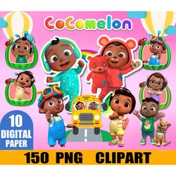 10 Cocomelon Digital Paper Clipart, Watermelon Rainbow, Cocomelon Font, Cocomelon Family, Cocomelon Characters Png