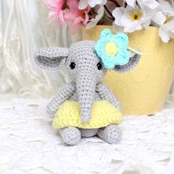 Crochet small elephant pattern PDF in English  Amigurumi stuffed elephant DIY crochet tutorial toy