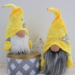 yellow plush gnome stuffed doll with stars
