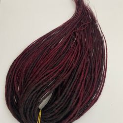 Synthetic DE dreads extensions ombre, Brown to red dreadlocks