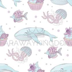 ocean birthday underwater seamless pattern vector illustration