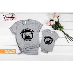 leveled up to daddy, matching shirt for dad and son, gamer dad gift, funny dad shirt, matching father's day tee, father'