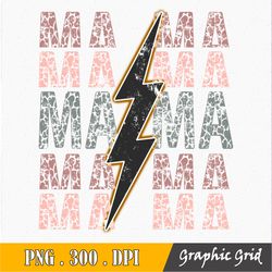 digital png file mama stacked distressed cheetah leopard bolt printable waterslide iron on t-shirt sublimation design