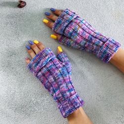 Fingerless mittens womens, Wool mittens womens, Spring gloves, Lavender gloves, Hand dyed mitts