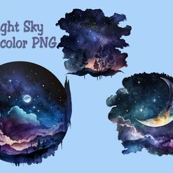 night sky watercolor png