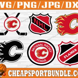 bundle 6 files calgary flames hockey team svg, calgary flames svg, nhl svg, nhl svg, png, dxf, eps, instant download