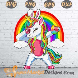 Easter girls unicorn with eggs happy kids Svg Png dxf eps