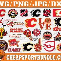 bundle 27 files calgary flames hockey team svg, calgary flames svg, nhl svg, nhl svg, png, dxf, eps, instant download