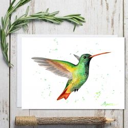 Bird painting, hummingbirds watercolor paintings, handmade bird watercolor hummingbird painting by Anne Gorywine