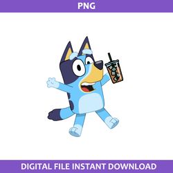 bluey coffee cup png, bluey dog coffee png, bluey png, cartoon png digital file