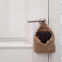 small hanging basket. wall pocket. hanging door basket. entryway organizer. mail organizer.