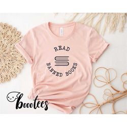 funny book shirt gift t-shirt tee read banned books gift for her librarian nerd reading present