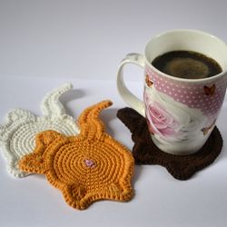 Cat Butt Mug Rug Coasters Crochet Pattern