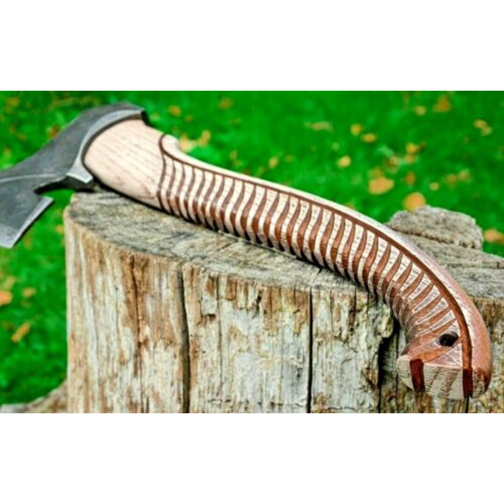 Custom Handmade Tomahawk Engraved Viking Axe Carbon Steel Axe Beautiful Axe Gift Leather Sheath