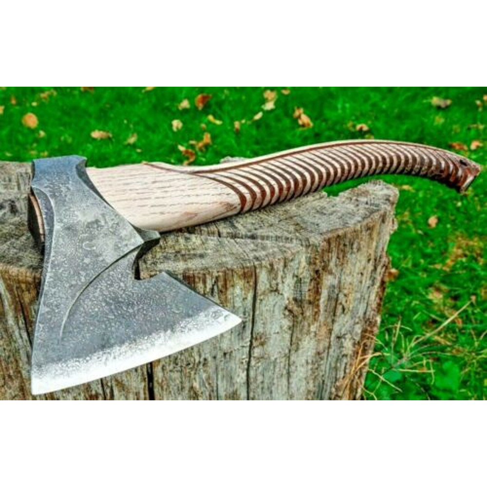 Custom Handmade Tomahawk Engraved Viking Axe Carbon Steel Axe Beautiful Axe Gift Leather Sheath