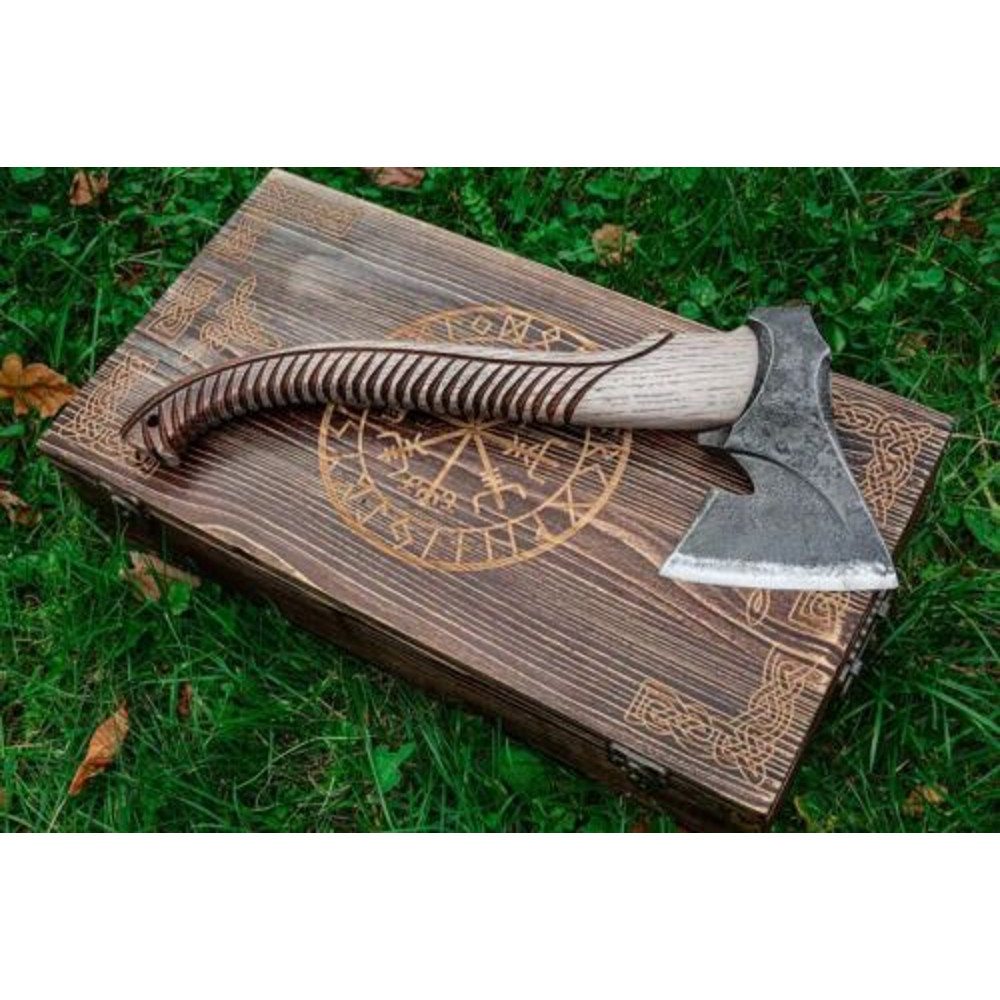Custom Handmade Tomahawk Engraved Viking Axe Carbon Steel Axe Beautiful Axe Gift Leather Sheath