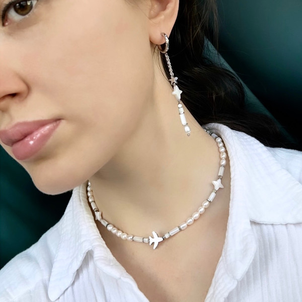perl earrings pearl choker
