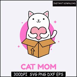 cat mom svg, mother's day design png svg, word art png svg