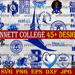bundle 25 files bennett college football team svg, bennett college svg, hbcu team svg, mega bundle, designs, cricut,