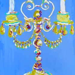 Candelabrum painting Oil painting Original art Galainart Chandelier Fauvism painting Wall decor ideas art gift ideas