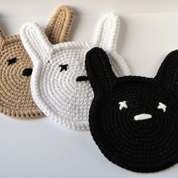 mug rug bunny coasters crochet pattern