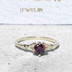Garnet Ring - January Birthstone - Stacking Ring - Gemstone Band - Simple Ring - Delicate Ring - Gold Ring - Tiny Ring