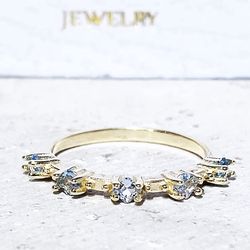 aquamarine ring - march birthstone - gemstone ring - gold ring - dainty ring - delicate ring - simple ring - prong ring
