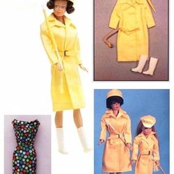 Raincoat and sheath dress Barbie Coat pattern - Sewing for dolls Autumn Barbie wardrobe Barbie - Digital download PDF