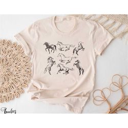 horses graphic shirt. cowboy t-shirt gift idea. cowgirl tshirt present. yellowstone park western rodeo wild west texas h