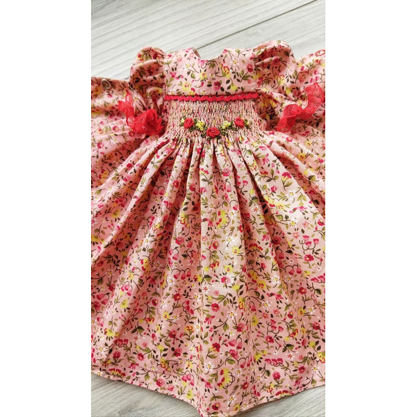 Little Darling floral print smocjed dress with red trim-2.jpg