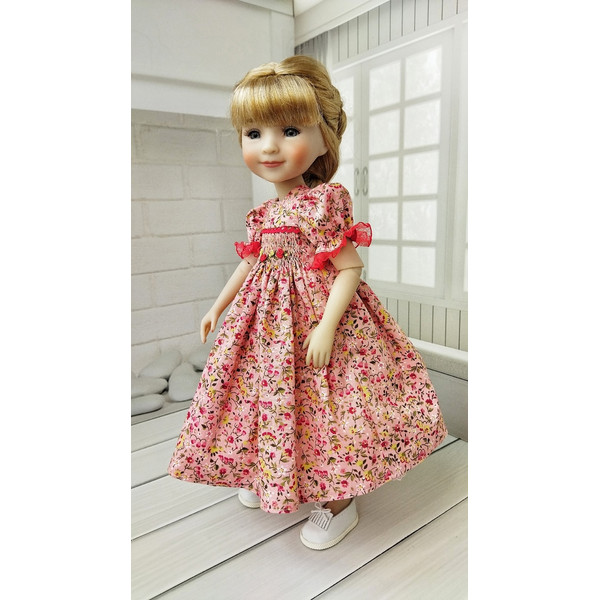 Little Darling floral print smocjed dress with red trim-5.jpg