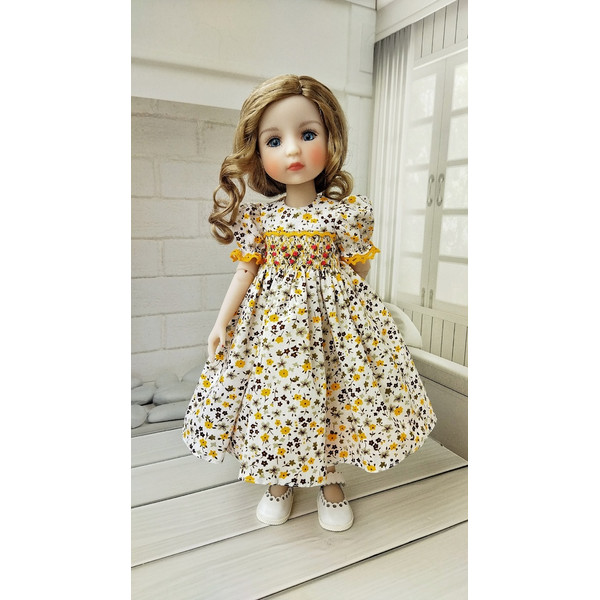 Little Darling floral print smocked dress with yellow trim-3.jpg