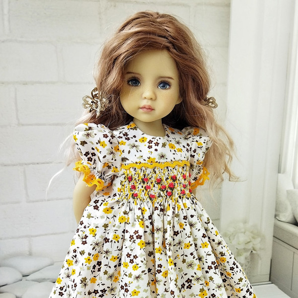 Little Darling floral print smocked dress with yellow trim-8.jpg