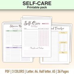 Self-care planning, Self-care printable pack, Printable self-care planning, Self-care Checklist, Self-care planner, Self