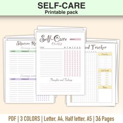 self-care planning, self-care printable pack, printable self-care planning, self-care checklist, self-care planner, self