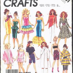 Barbie pattern dress robe Teen doll suit Barbie coat doll top and shorts Bodice Peplum Skirt McCall's 3281 Digital PDF