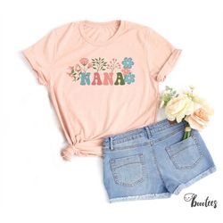 cute nana shirt. grandparents reveal t-shirt gift idea. pregnancy announcement tshirt present. floral flowers pregnant g