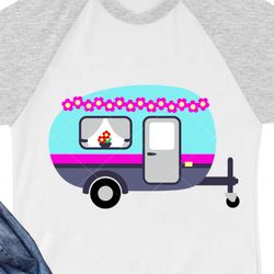 Travel trailer svg, Colorful print Flowers, Camper shirt design Hippie camping svg