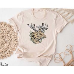 moose graphic shirt. gift idea for animal lover t-shirt tshirt tee tees t. present. deer elk illustration print. nature