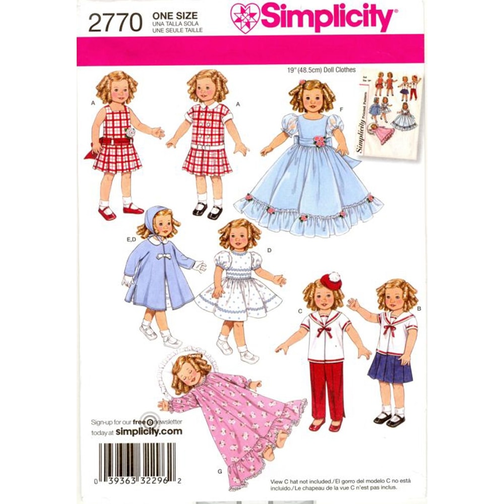 19 inch doll clothes Patterns Simplicity 2770.jpg