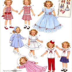 19" doll clothes Pattern Simplicity 2770 Dress Skirt Coat and Hat Overblouse Nightgown Instruction in French Digital PDF