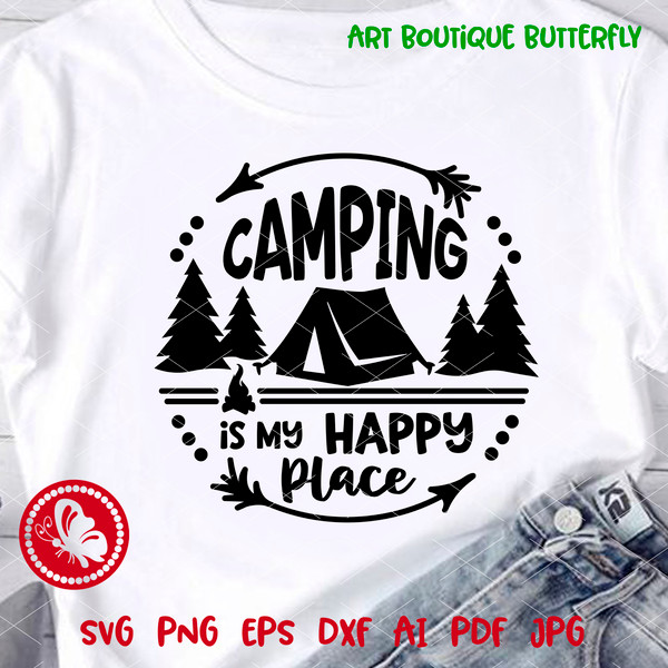 Camping is my happy place TENT Circle print.jpg