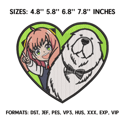 anya forger embroidery design file, spy x family anime embroidery design, machine embroidery, anime pes design brother