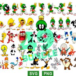 looney tunes svg, bugs bunny svg, tweety bird svg, sylvester the cat svg png