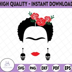 frida kahlo svg, frida svg, frida kahlo cut file, feminist svg, feminism svg, skull svg, female power svg, strong woman