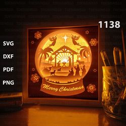 Christmas Snowball Paper cut light box template, shadow box, 3D papercut lightbox svg file DIY, cutting cricut