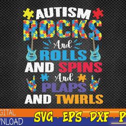 Autism Rocks And Rolls Funny Autism Awareness Month Svg, Eps, Png, Dxf, Digital Download